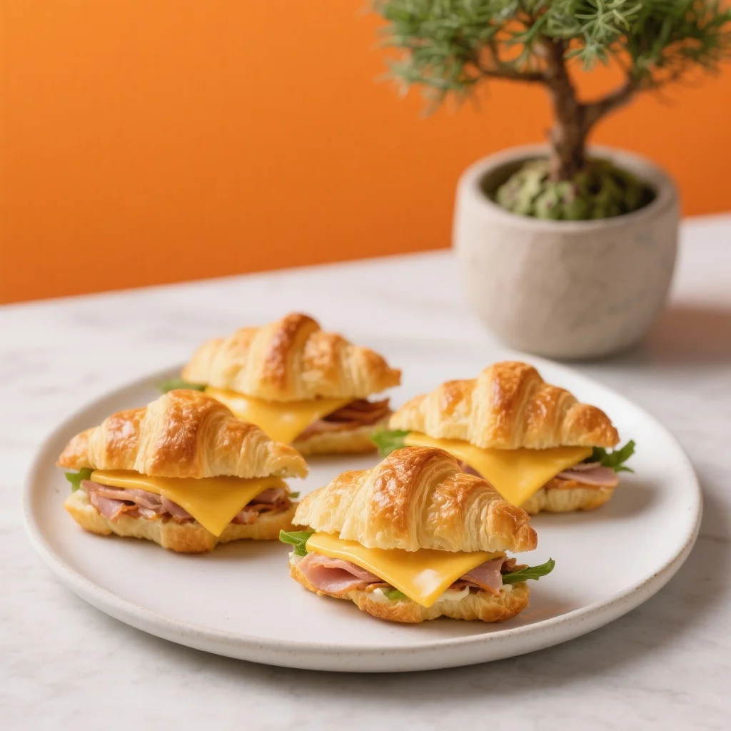 Hindi Füme ve Cheddar Peynirli Mini Kruvasan Sandviç